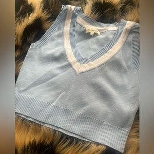 Light Blue Crop Sweater Vest